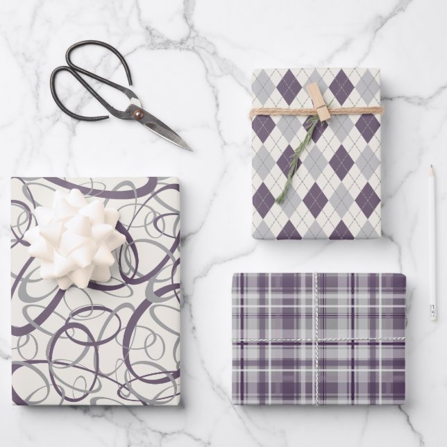 dark purple gray any occasion wrapping paper sheets (Front)