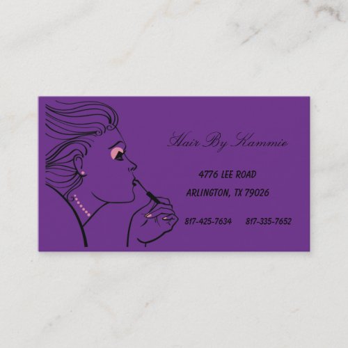 Dark Purple Hair, Nail, Make-up Business Card