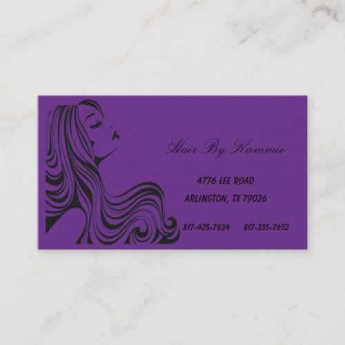Dark Purple Hair, Nail, Make-up Business Card