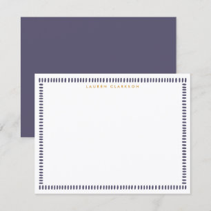 Dark Purple Hand Painted Striped Frame Note Card