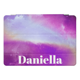 Dark Purple Holographic Sky with Custom Name iPad Pro Cover