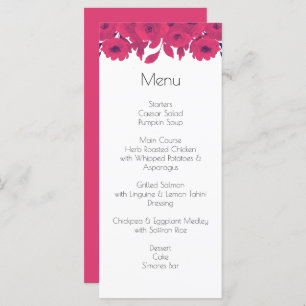 Dark Purple & Hot Pink Botanical Wedding Menu