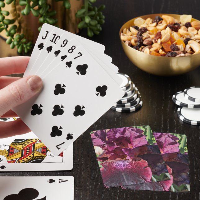 Dark Purple Iris Bloom Floral Poker Cards (In Situ)