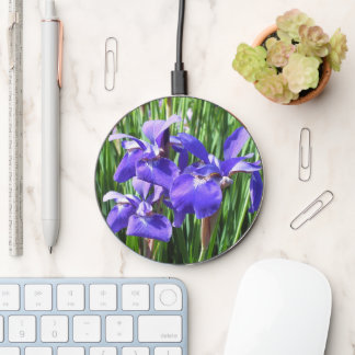 Dark Purple Irises Wireless Charger