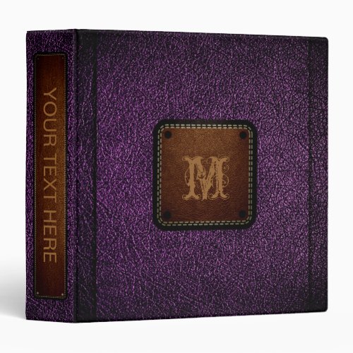 Dark Purple Leather Look Brown Tag Binder