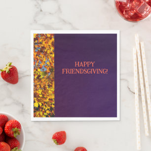 Dark Purple Leaves Thanksgiving Friendsgiving Napkins