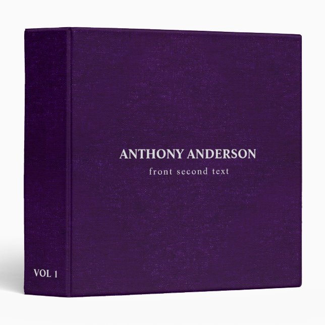 Dark Purple Linen Texture  3 Ring Binder (Front/Spine)