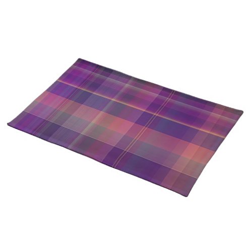 Dark Purple Madras Plaid Stripe Pattern Cloth Placemat
