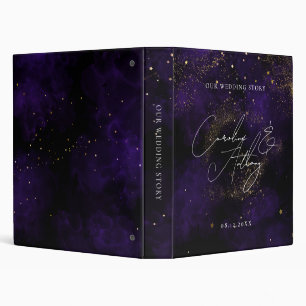 Dark Purple Magical Gold Wedding Story 3 Ring Binder