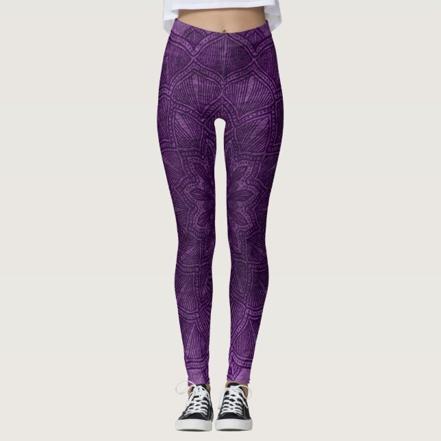 Dark Purple Mandala Leggings (Front)