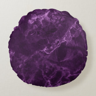 Dark purple marble: luxurious texture. round pillow