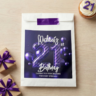 Dark Purple Metallic Balloons 21st Birthday Party Favor Bag