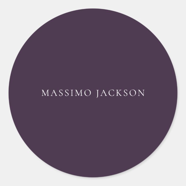 Dark Purple Minimalist Plain Modern  Classic Round Sticker (Front)