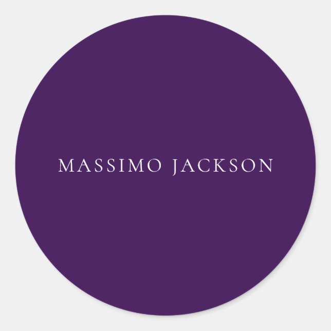 Dark Purple Minimalist Plain Modern  Classic Round Sticker (Front)