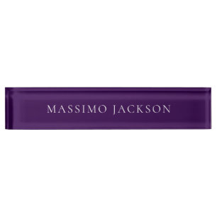 Dark Purple Minimalist Plain Modern  Desk Name Plate