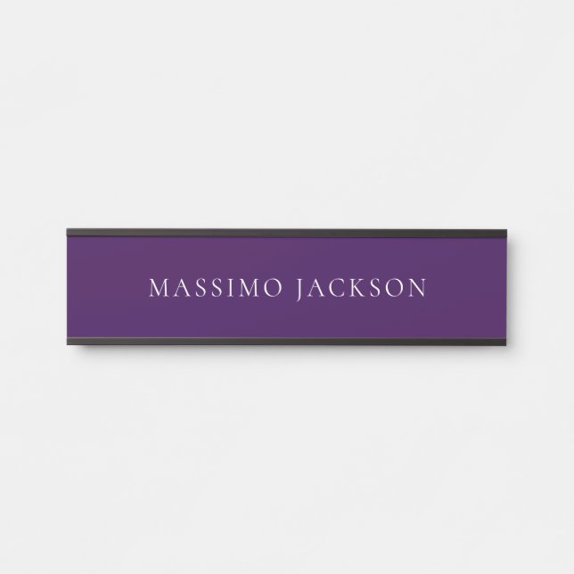 Dark Purple Minimalist Plain Modern  Door Sign (Front)