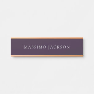 Dark Purple Minimalist Plain Modern  Door Sign