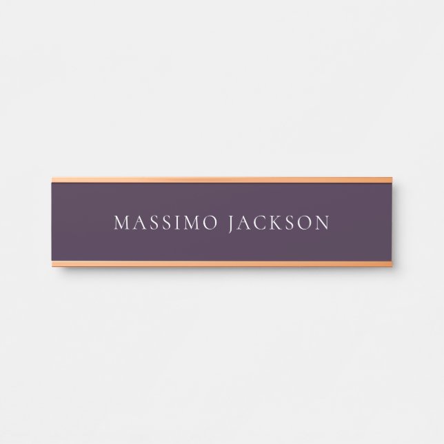 Dark Purple Minimalist Plain Modern  Door Sign (Front)
