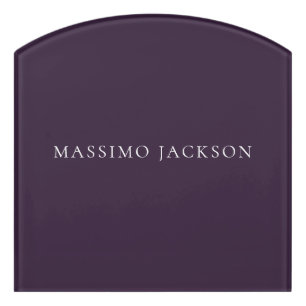 Dark Purple Minimalist Plain Modern  Door Sign