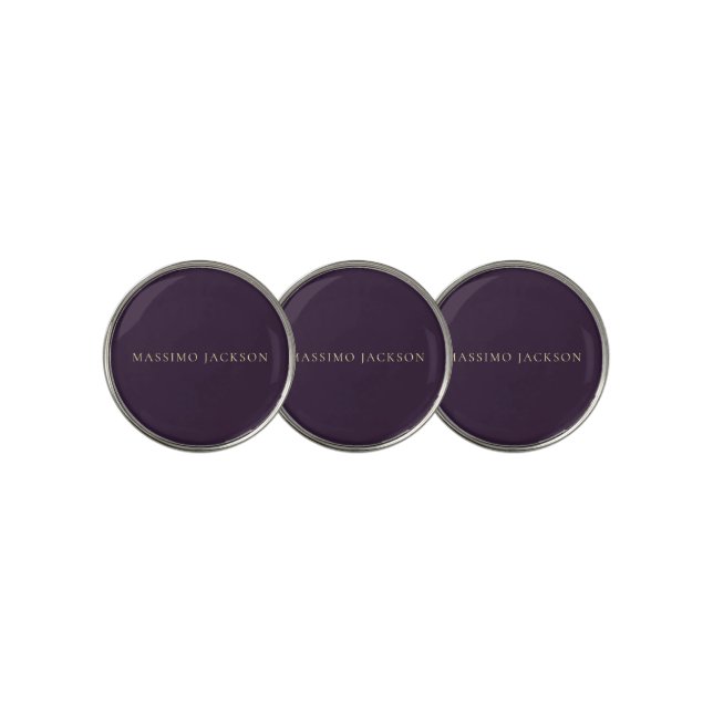 Dark Purple Minimalist Plain Modern  Golf Ball Marker (3 Up)
