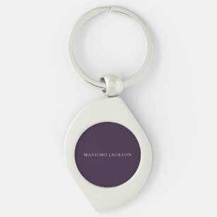 Dark Purple Minimalist Plain Modern  Keychain