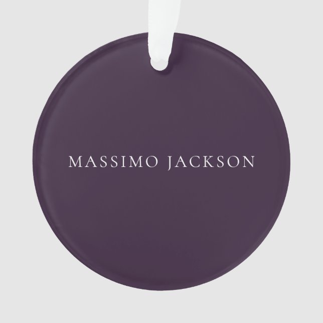 Dark Purple Minimalist Plain Modern  Ornament (Front)