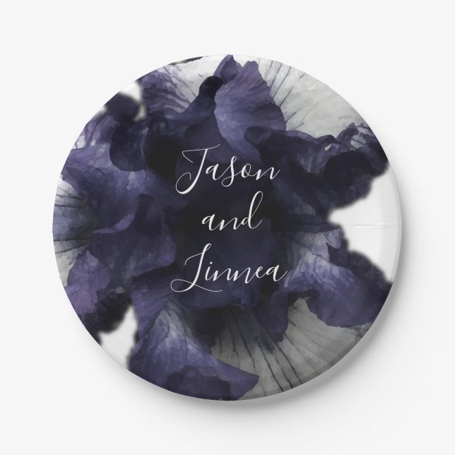 Dark Purple Minimalist Radiant Diaphanous  Modern  Paper Plates (Front)