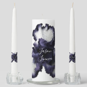 Dark Purple Minimalist Radiant Diaphanous Modern Unity Candle Set