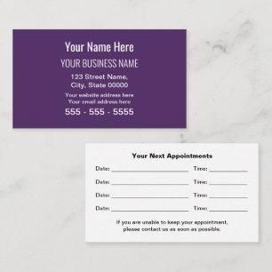 Dark Purple Modern Professional Appointment Card