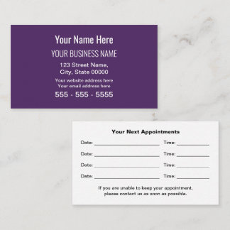 Dark Purple Modern Professional Appointment Card
