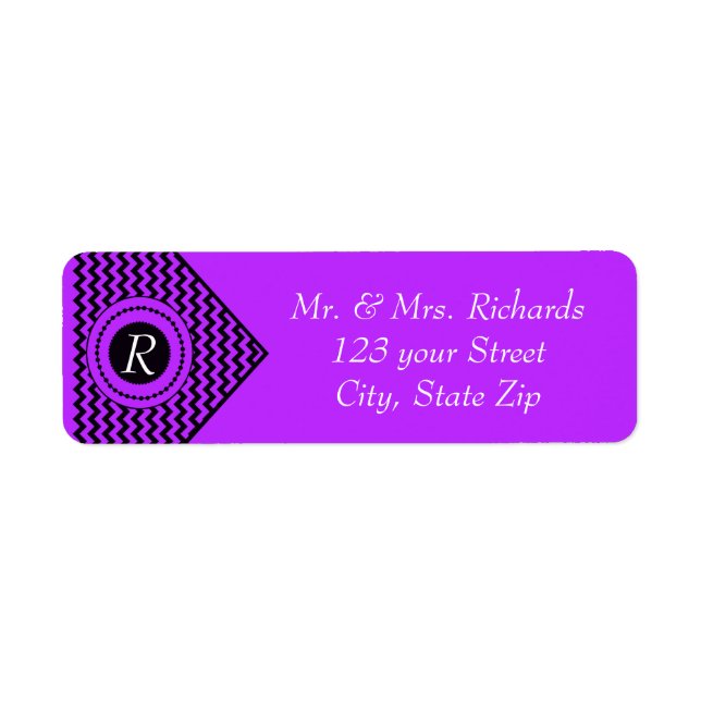 Dark Purple Monogrammed Chevron Label (Front)