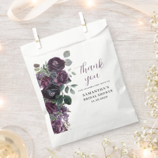 Dark Purple Moody Floral Bridal Shower Favor Bag
