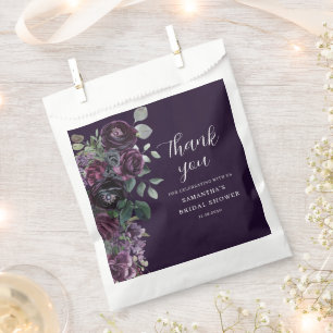 Dark Purple Moody Floral Bridal Shower Favor Bag