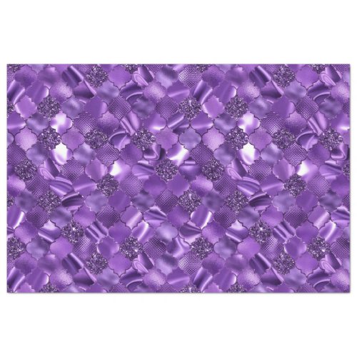 Dark Purple Moroccan Quatrefoil Pattern Tissue Paper
