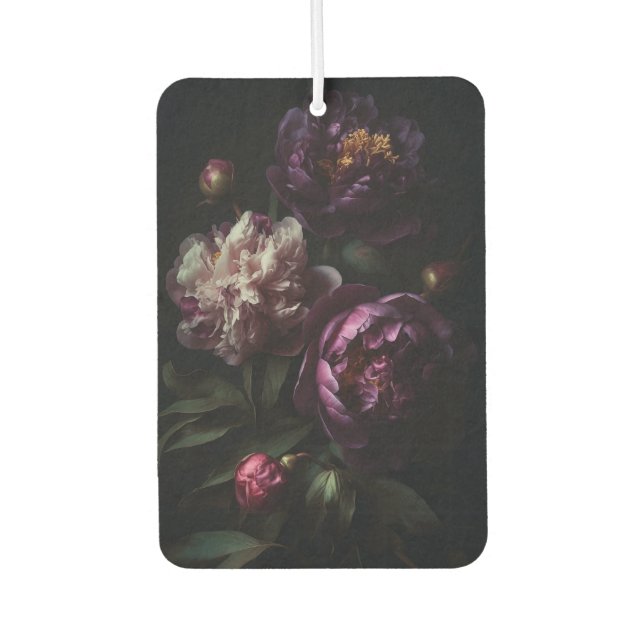 Dark Purple Peonies Flower Bouquet Oil Painting Air Freshener (Front)