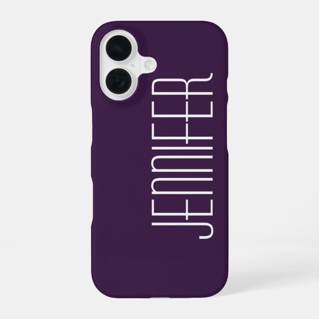 Dark Purple, Personalized Jumbo Custom Name Iphone Case (Back)