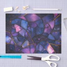 Dark Purple Pink Blue Gold Watercolor Mosaic