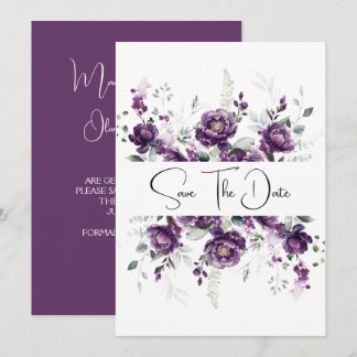 Dark Purple Plum Peonies Save the Date