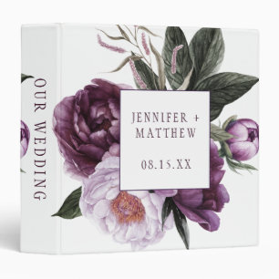 Dark Purple Plum Pink Peonies Wedding Album Binder
