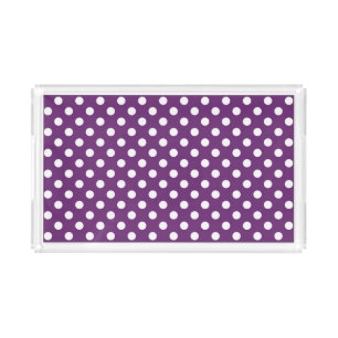 Dark Purple Polka Dots Pattern Acrylic Tray