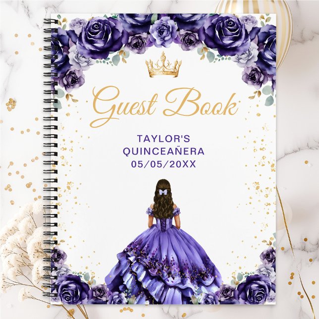 Dark Purple Princess Quinceañera Guest Book (Creator Uploaded)