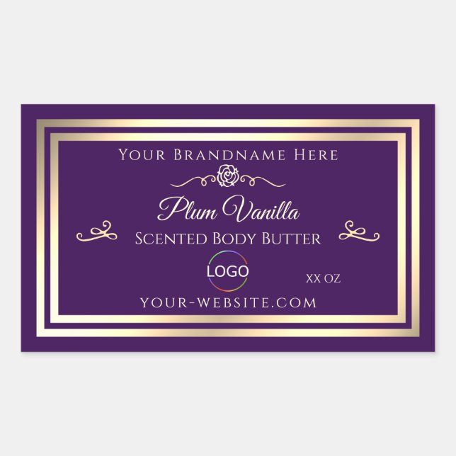 Dark Purple Product Label Gold Frame with Logo (Front)