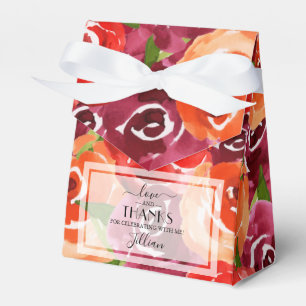 Dark Purple Red Orange Watercolor Flowers Favor Boxes