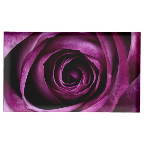 Dark Purple Rose Close Up Place Card Holder