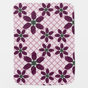 Dark Purple Rose Pattern — Elegant Plum Flora Baby Blanket
