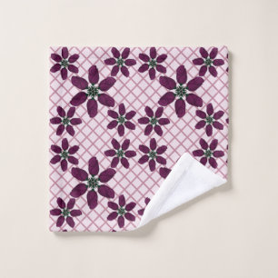 Dark Purple Rose Pattern — Elegant Plum Flora Wash Cloth