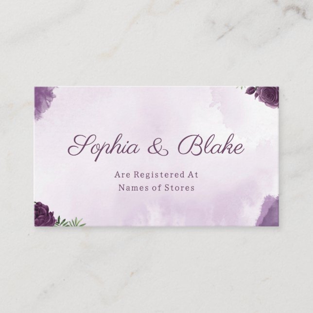 Dark Purple Roses Floral Gothic Registry Enclosure Card (Front)