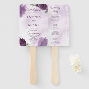 Dark Purple Roses Floral Gothic Wedding Program Hand Fan