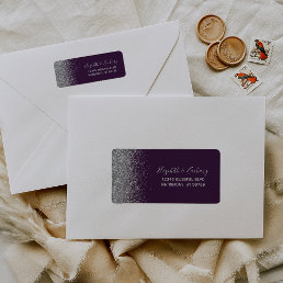 Dark Purple Silver Glitter Wedding Return Address Label