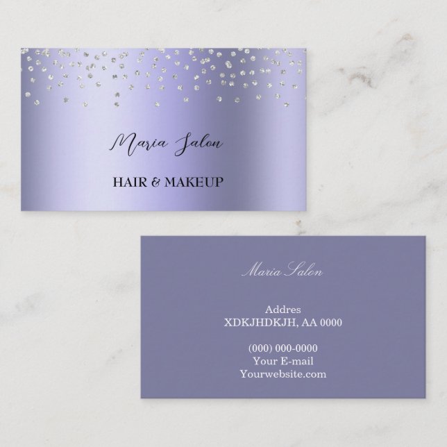 Dark Purple Silver watercolor Business Card (Front/Back)